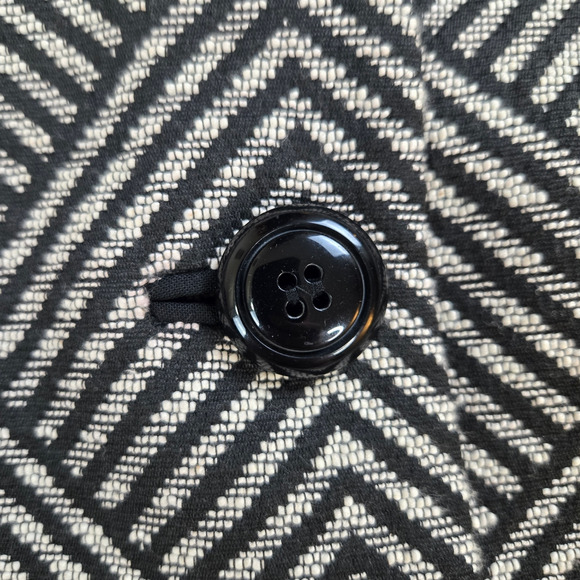 Anne Klein Black Tweed Retro Diamond Single Breasted Cropped Blazer Size 2P - Picture 5 of 11